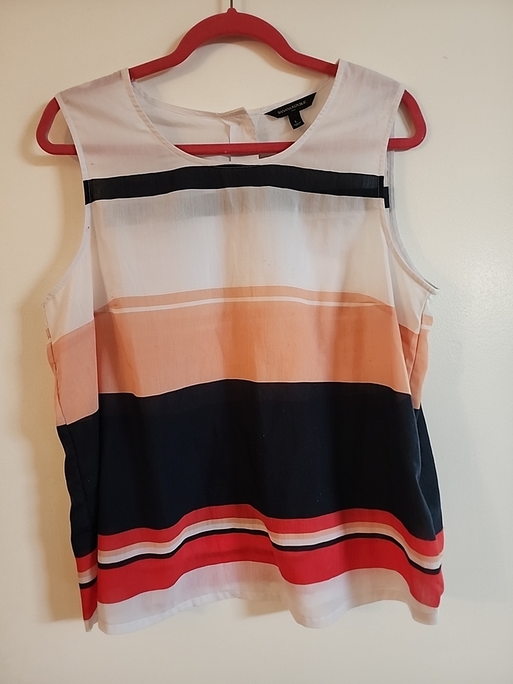 Banana Republic Sleeveless Striped - White, Navy, Coral & Black Top